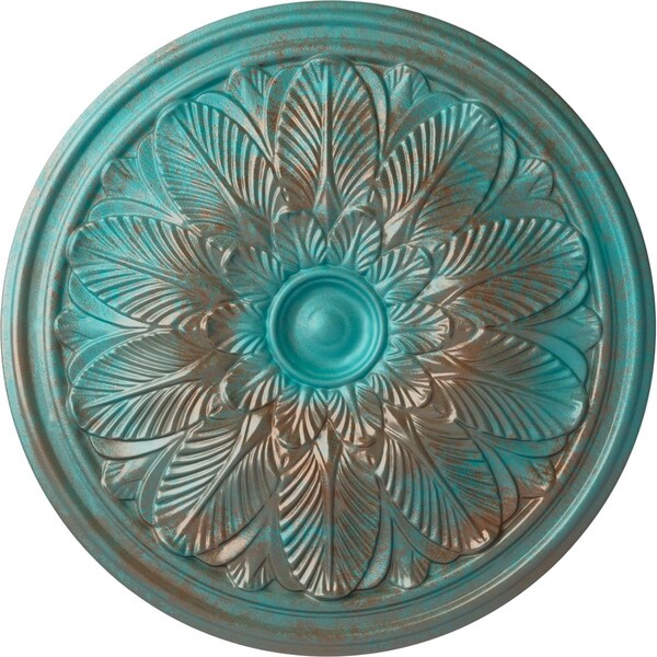 Ekena Millwork Bordeaux Ceiling Medallion (Fits Canopies up to 3 1/4"), 22 5/8"OD x 1 3/4"P, Copper Green Patina CM22BOCGS - main